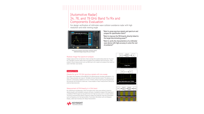 [Automotive Radar] 24, 76, and 79 GHz Band Tx/Rx and Components Evaluation
